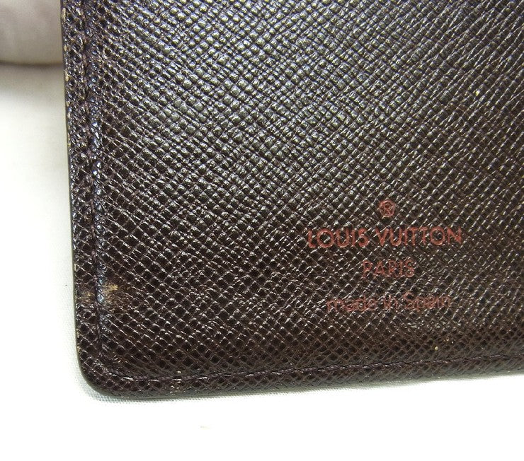 LOUIS VUITTON ルイヴィトン 手帳カバー ダミエ アジェンダ ポッシュ R20703 エベヌ系 PVC レザー ユニセックス 美品