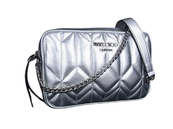JIMMY CHOO ジミーチュウ ショルダーバッグ Diondra ディオンドラ カメラバッグ シルバー系 レザー レディース クロスボディバッグ 美品