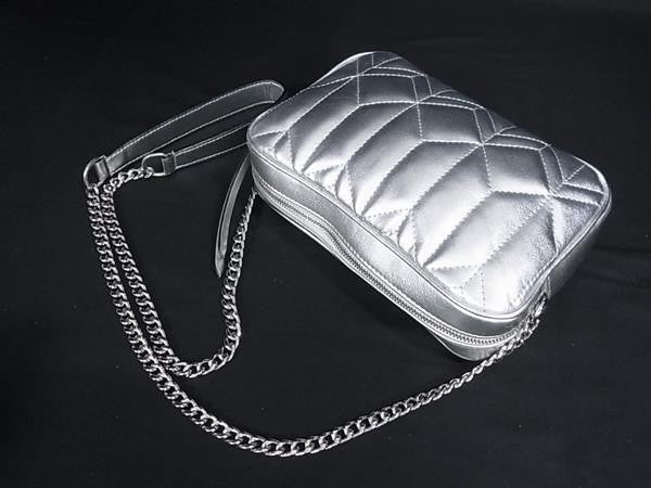 JIMMY CHOO ジミーチュウ ショルダーバッグ Diondra ディオンドラ カメラバッグ シルバー系 レザー レディース クロスボディバッグ 美品