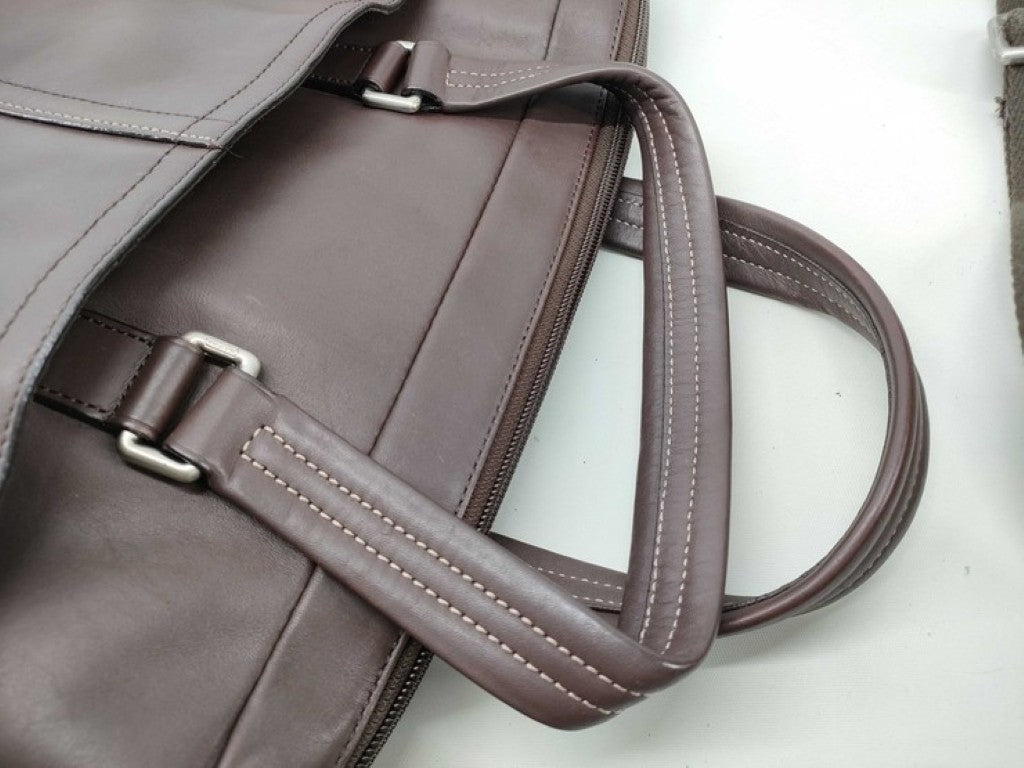 COACH コーチ ビジネスバッグ レガシー ジップ コミューター F70670 ダークブラウン系 レザー メンズ 2WAY ハンドバッグ 美品