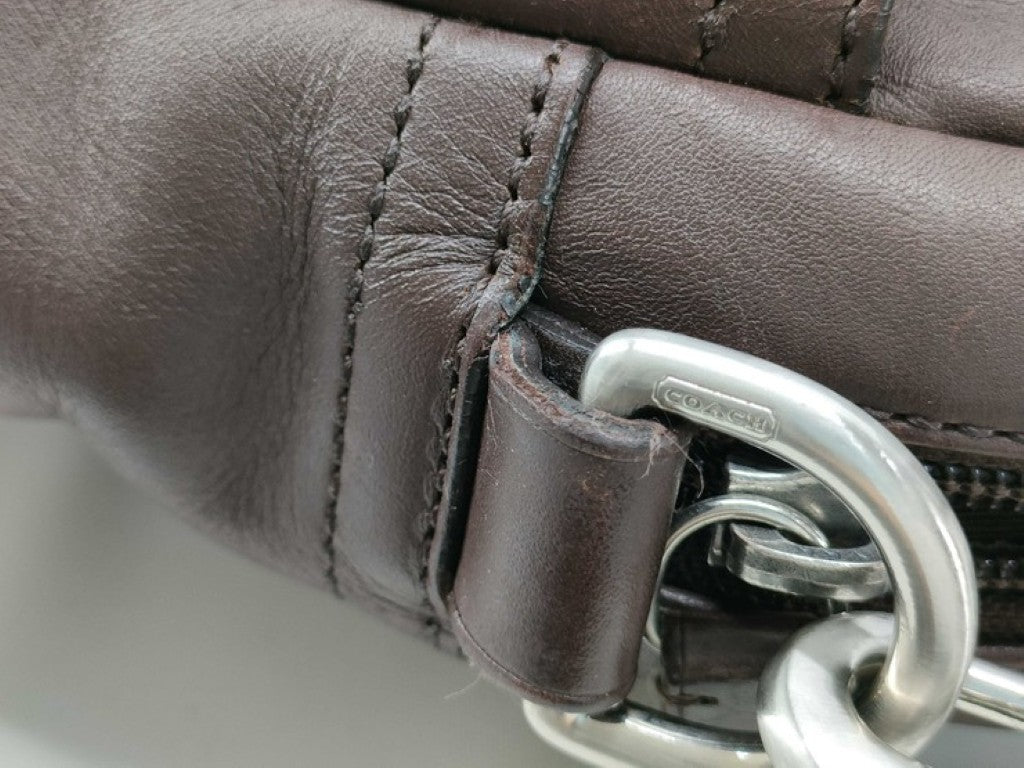 COACH コーチ ビジネスバッグ レガシー ジップ コミューター F70670 ダークブラウン系 レザー メンズ 2WAY ハンドバッグ 美品