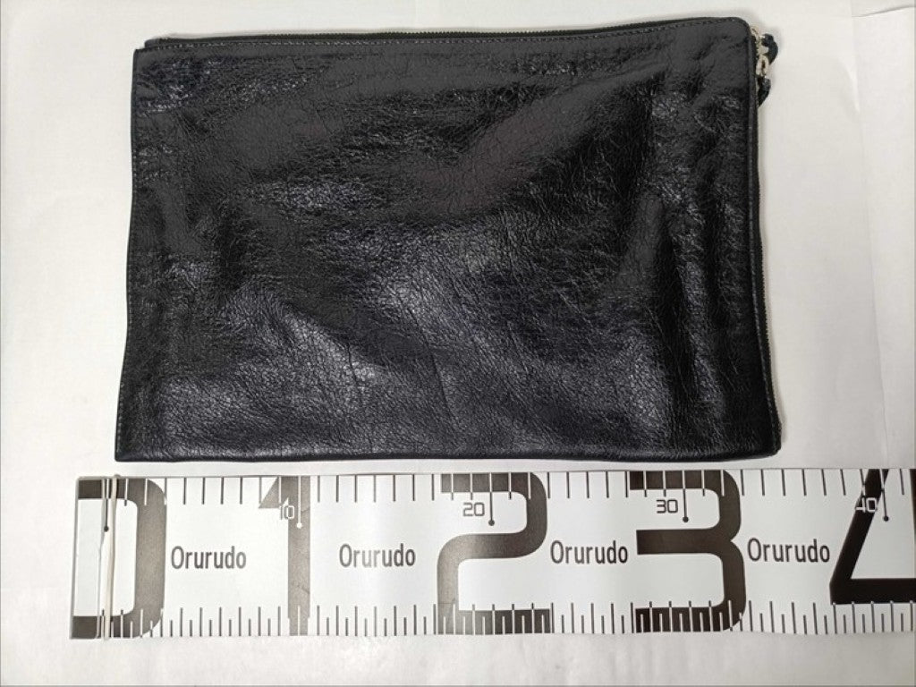 BALENCIAGA バレンシアガ クラッチバッグ シティ 362967 ブラック系 レザー ユニセックス シルバー金具 美品