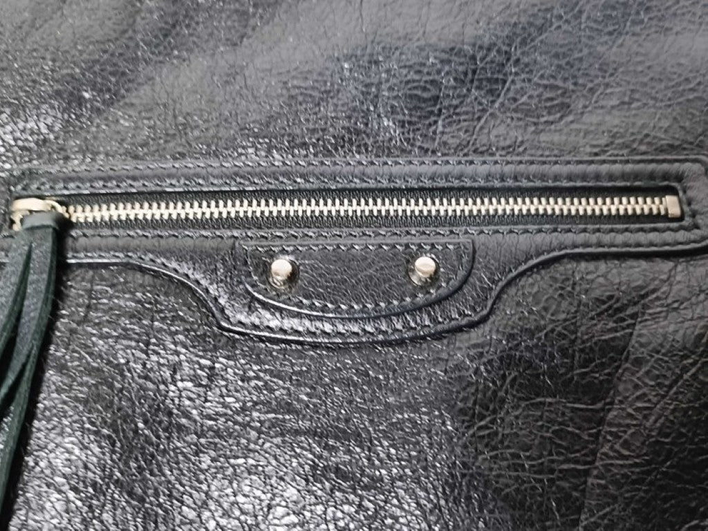 BALENCIAGA バレンシアガ クラッチバッグ シティ 362967 ブラック系 レザー ユニセックス シルバー金具 美品