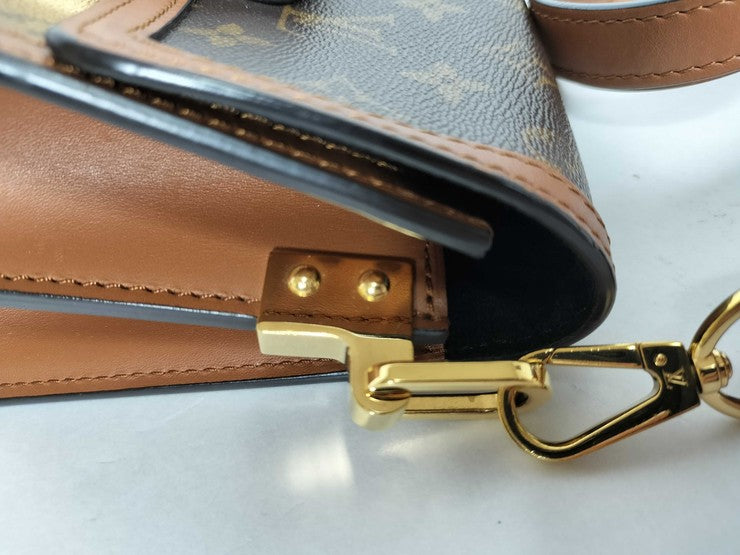LOUIS VUITTON ルイヴィトン ショルダーバッグ モノグラム・リバース ドーフィーヌ MINI M44580 ブラウン系 PVC レザー レディース ゴールド金具 美品