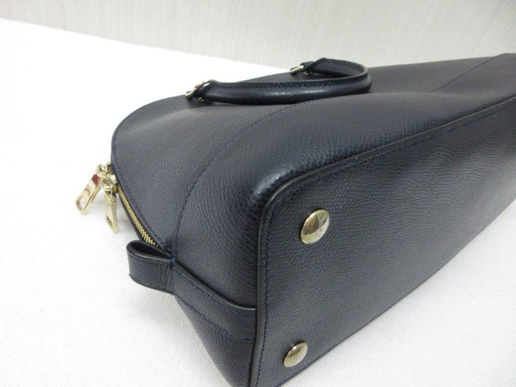 COACH コーチ ハンドバッグ ドームド サッチェル F37218 ネイビー系 レザー レディース 2WAY ショルダーバッグ 美品