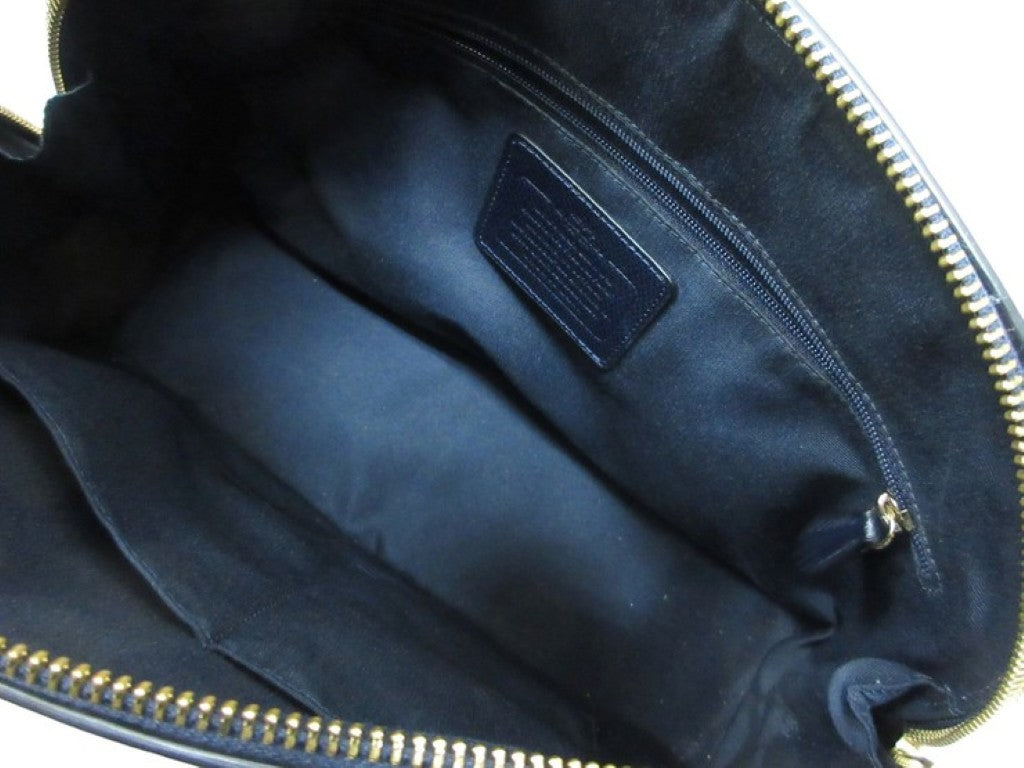 COACH コーチ ハンドバッグ ドームド サッチェル F37218 ネイビー系 レザー レディース 2WAY ショルダーバッグ 美品
