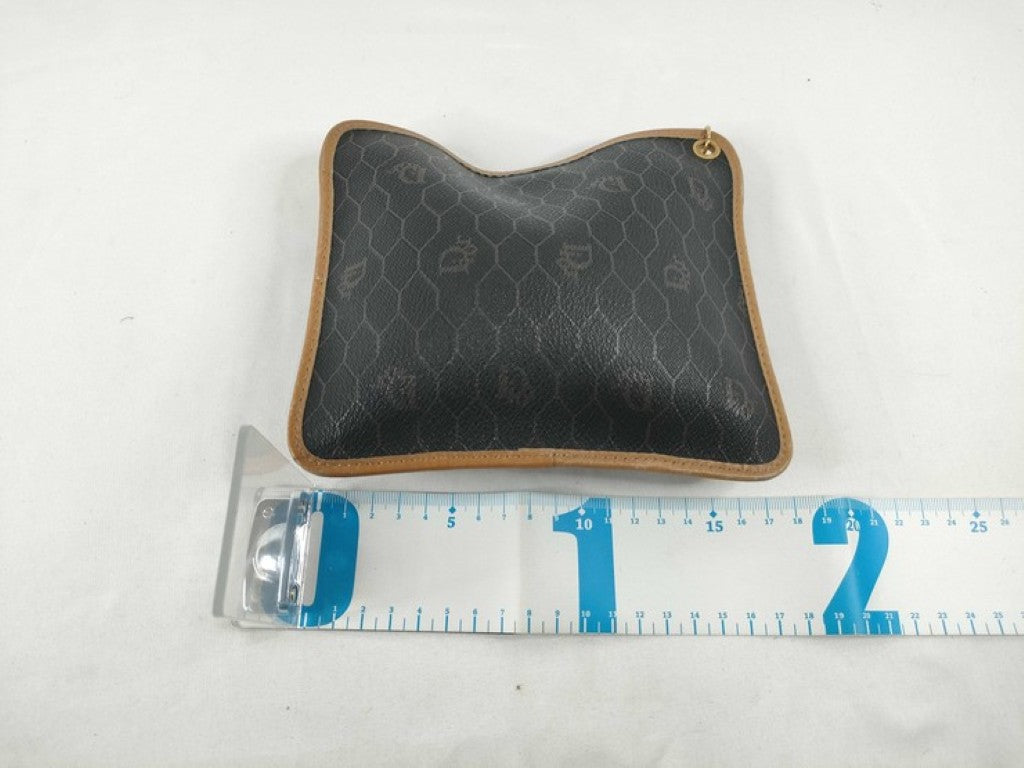 Christian Dior ディオール ポーチ ハニカム ブラウン系 PVC レザー レディース 総柄 美品