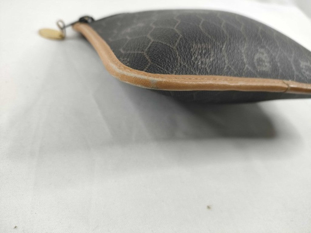 Christian Dior ディオール ポーチ ハニカム ブラウン系 PVC レザー レディース 総柄 美品