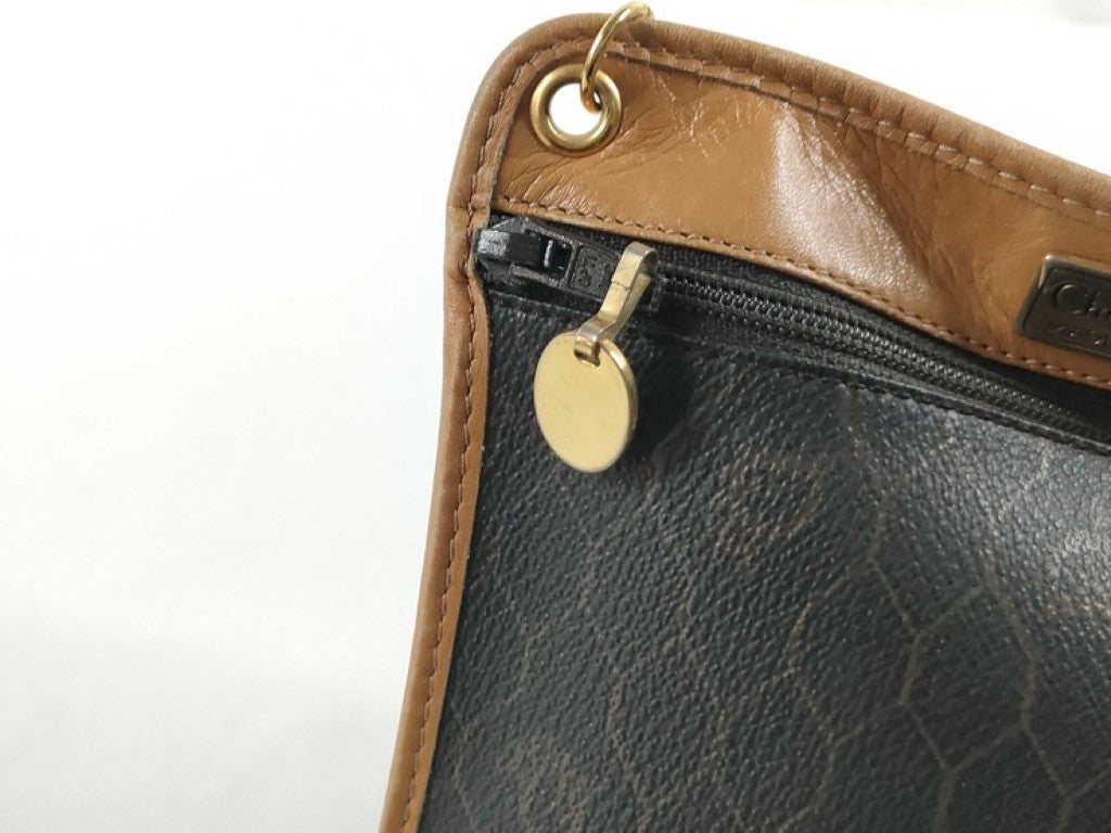 Christian Dior ディオール ポーチ ハニカム ブラウン系 PVC レザー レディース 総柄 美品