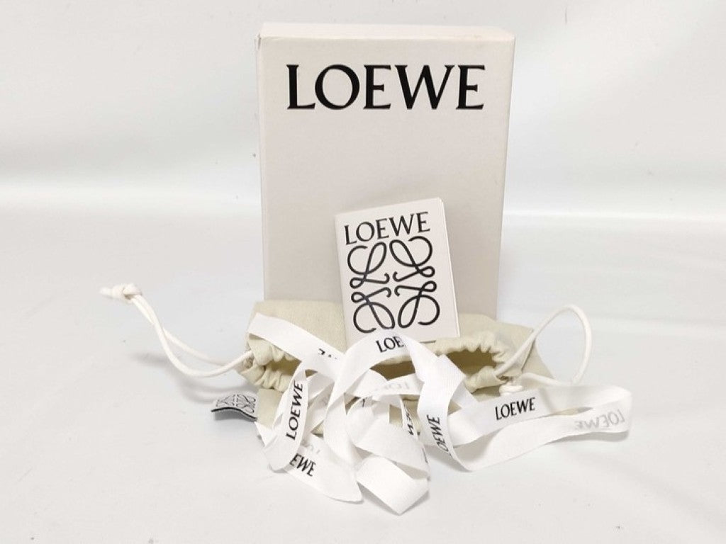LOEWE ロエベ カードケース パズル コイン カードホルダー ブルー系 レザー ユニセックス ロング 小銭入れ 名刺入れ シルバー金具 美品