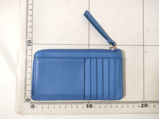 LOEWE ロエベ カードケース パズル コイン カードホルダー ブルー系 レザー ユニセックス ロング 小銭入れ 名刺入れ シルバー金具 美品
