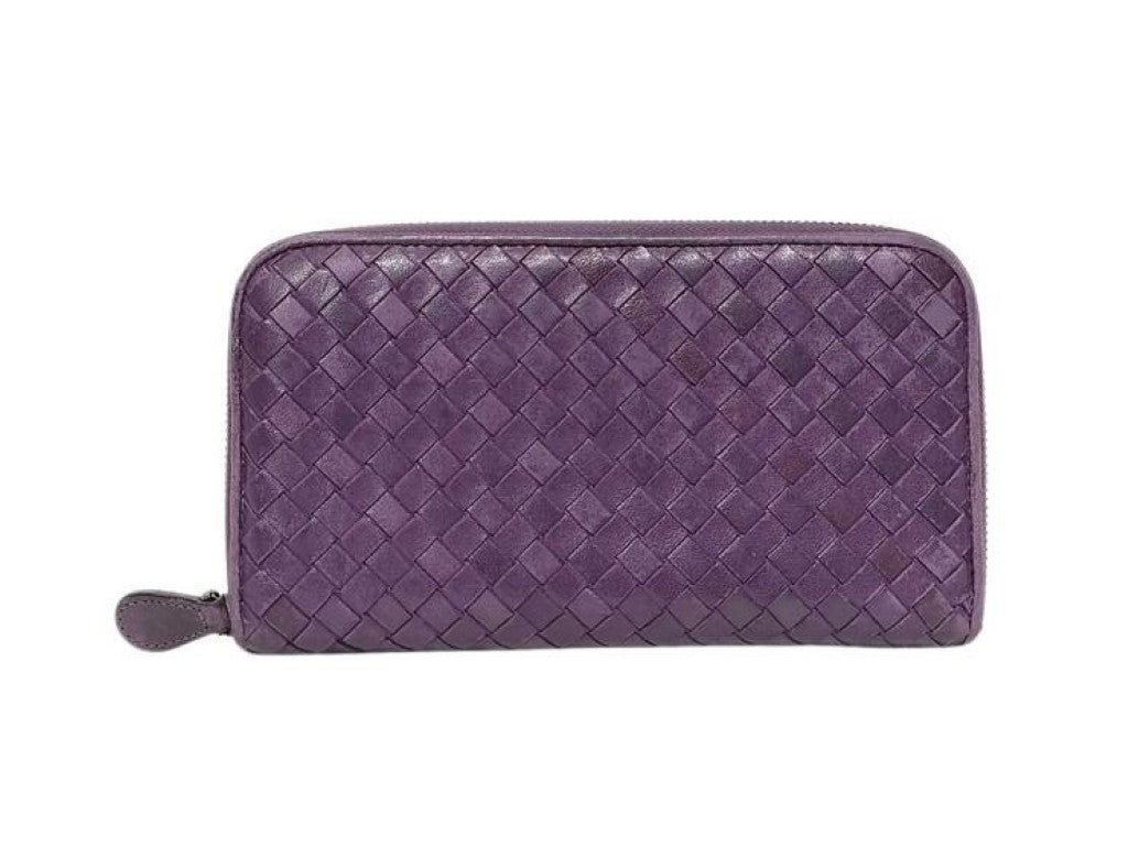 BOTTEGA VENETA ボッテガヴェネタ 長財布 イントレチャート パープル系 レザー ユニセックス ラウンドファスナー