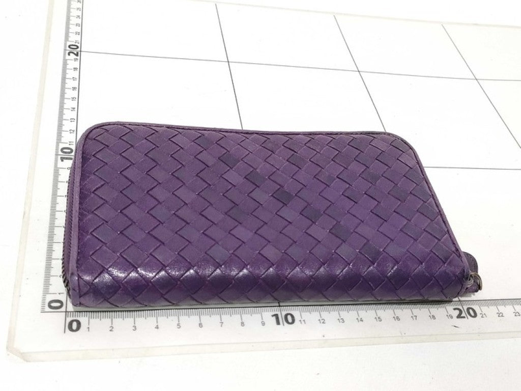 BOTTEGA VENETA ボッテガヴェネタ 長財布 イントレチャート パープル系 レザー ユニセックス ラウンドファスナー