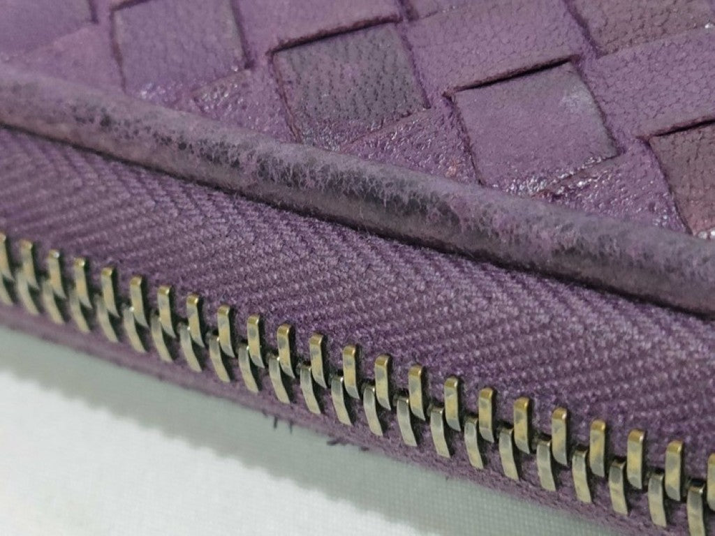 BOTTEGA VENETA ボッテガヴェネタ 長財布 イントレチャート パープル系 レザー ユニセックス ラウンドファスナー