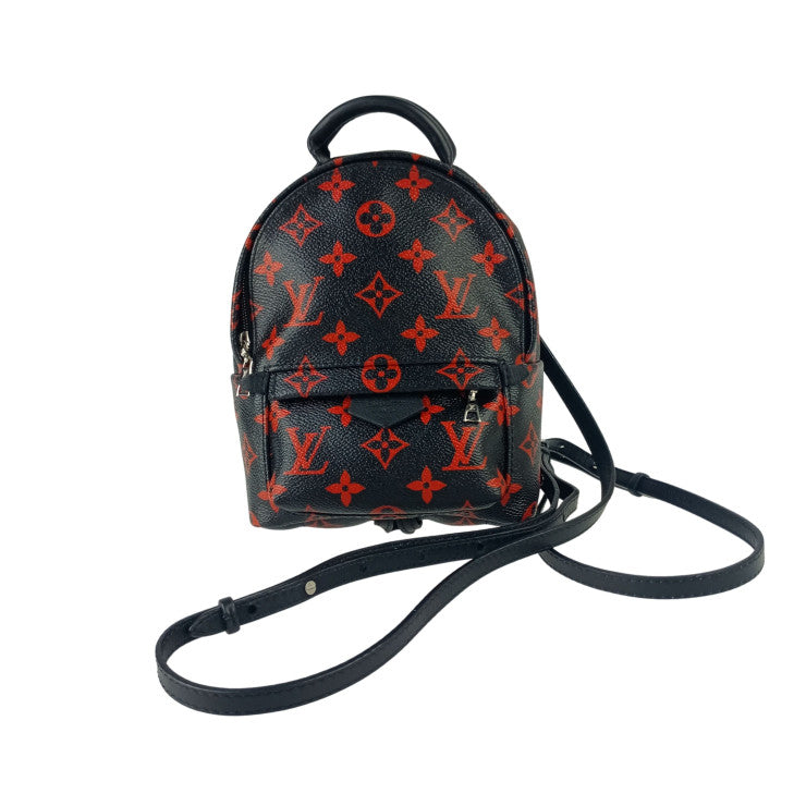 LOUIS VUITTON ルイヴィトン リュック/バックパック パームスプリングス バックパック MINI M41457 ブラック レッド系 モノグラム アンフラルージュ レディース シルバー金具 美品