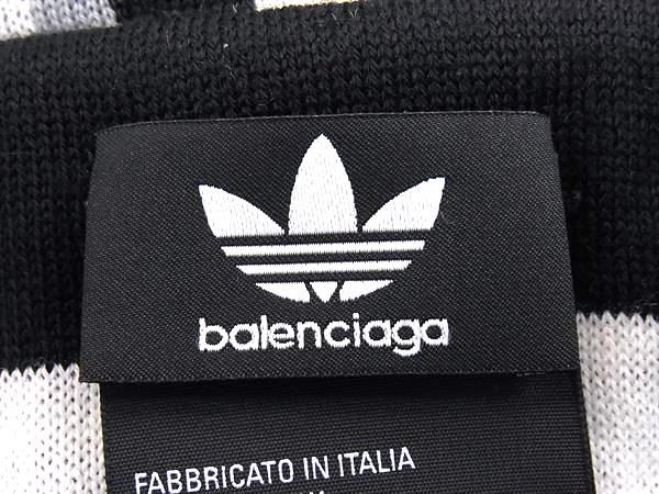 BALENCIAGA バレンシアガ マフラー adidasコラボ サッカースカーフ 724010 ブラック マルチカラー アクリル50％ ウール50％ ユニセックス フリンジ 美品