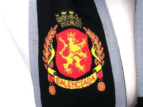 BALENCIAGA バレンシアガ マフラー adidasコラボ サッカースカーフ 724010 ブラック マルチカラー アクリル50％ ウール50％ ユニセックス フリンジ 美品