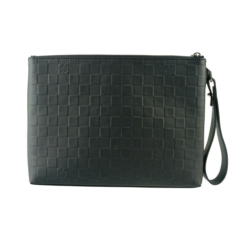 LOUIS VUITTON ルイヴィトン セカンドバッグ テイクオフ ポーチ N40504 オニキス ダミエ アンフィニ メンズ リストレット シルバー金具 美品