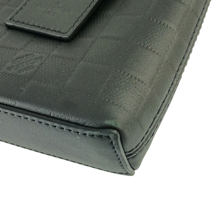 LOUIS VUITTON ルイヴィトン セカンドバッグ テイクオフ ポーチ N40504 オニキス ダミエ アンフィニ メンズ リストレット シルバー金具 美品