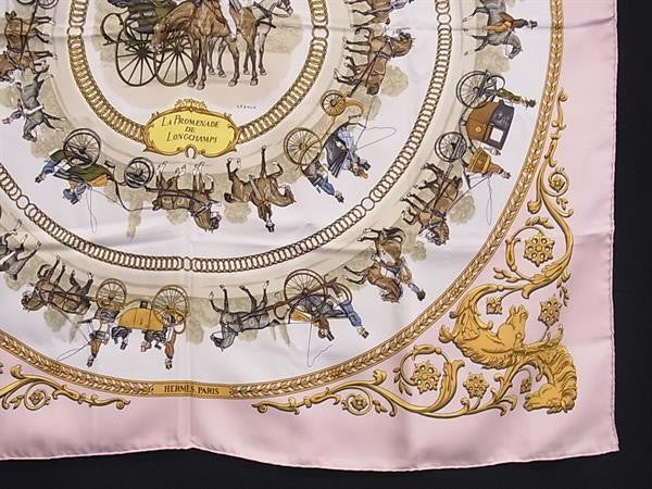 HERMES エルメス スカーフ カレ90 マルチカラー シルク100％ レディース LA PROMENADE DE LONGCHAMPS ロンシャンへの散歩