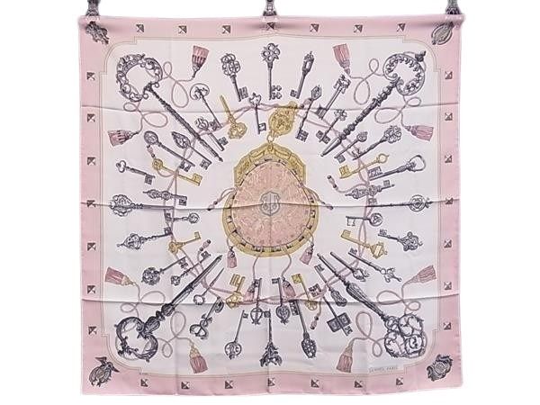 HERMES エルメス スカーフ カレ90 マルチカラー シルク100％ レディース LES CLES 鍵柄