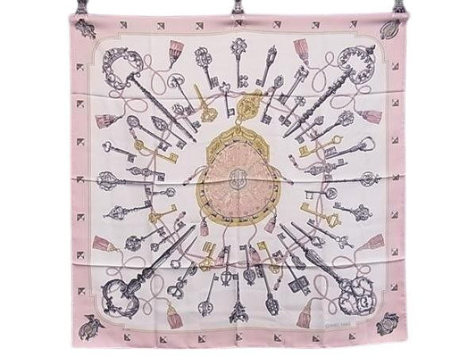 HERMES エルメス スカーフ カレ90 マルチカラー シルク100％ レディース LES CLES 鍵柄