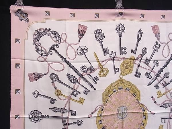 HERMES エルメス スカーフ カレ90 マルチカラー シルク100％ レディース LES CLES 鍵柄