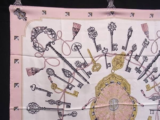 HERMES エルメス スカーフ カレ90 マルチカラー シルク100％ レディース LES CLES 鍵柄