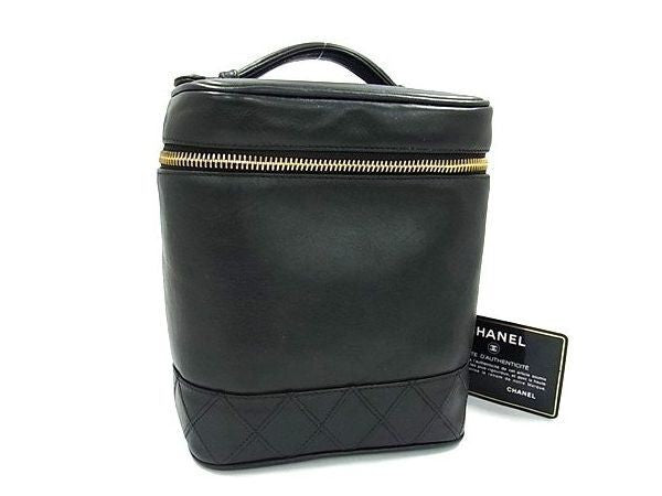 CHANEL シャネル ハンドバッグ バニティ ビコローレ A01619 ブラック ラムスキン レディース ココマーク マトラッセ 縦型 ゴールド金具