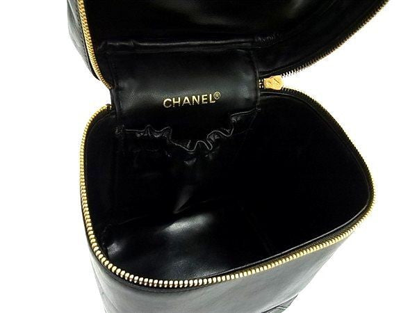 CHANEL シャネル ハンドバッグ バニティ ビコローレ A01619 ブラック ラムスキン レディース ココマーク マトラッセ 縦型 ゴールド金具