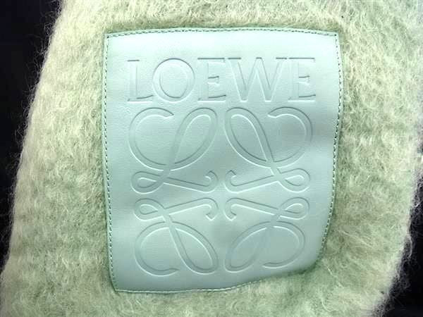 LOEWE ロエベ マフラー アナグラム グリーン モヘヤ×ウール×ナイロン レディース フリンジ 美品