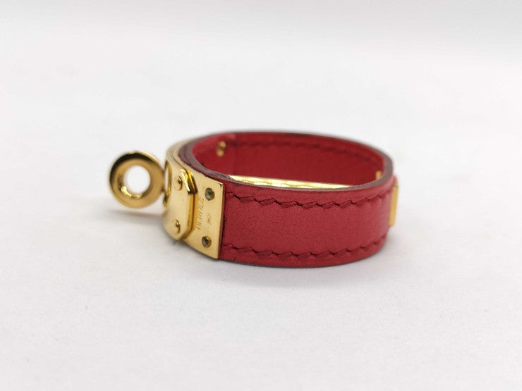 HERMES エルメス スカーフリング ケリー ゴールド レッド レザー レディース ゴールド金具