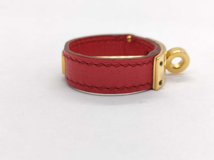 HERMES エルメス スカーフリング ケリー ゴールド レッド レザー レディース ゴールド金具