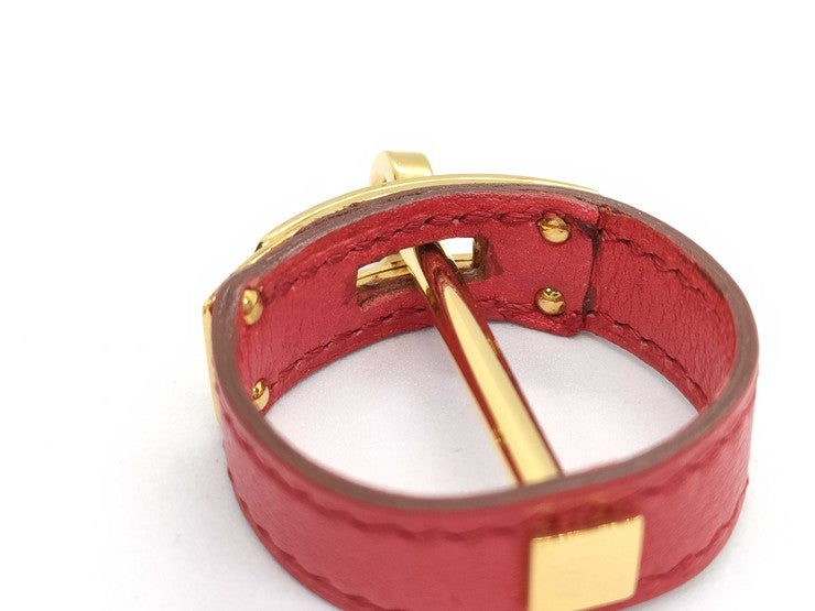 HERMES エルメス スカーフリング ケリー ゴールド レッド レザー レディース ゴールド金具