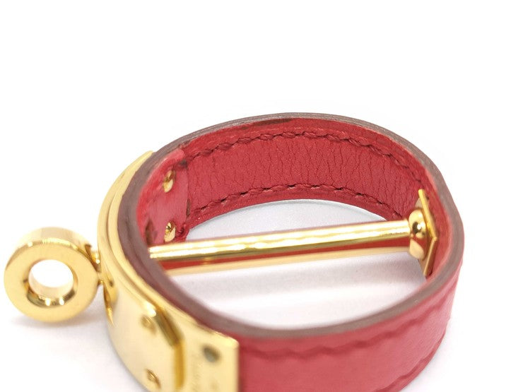 HERMES エルメス スカーフリング ケリー ゴールド レッド レザー レディース ゴールド金具