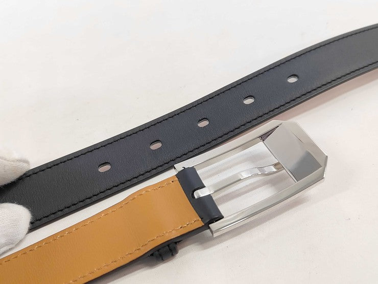 HERMES エルメス ベルト アンディ 26 ブルーインディゴ/ゴールド レザー ユニセックス シルバー金具 新品未使用展示品