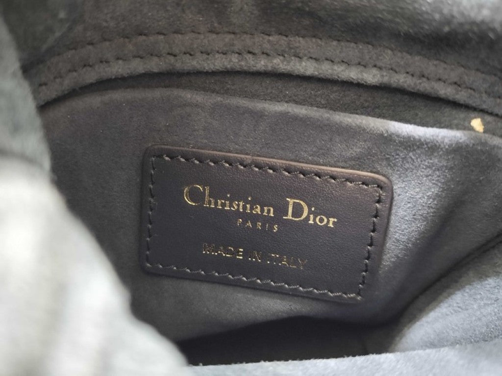 Christian Dior ディオール ハンドバッグ バケット ヴァイブ ショルダーバッグ ネイビー ホワイト系 レザー レディース ゴールド金具 美品