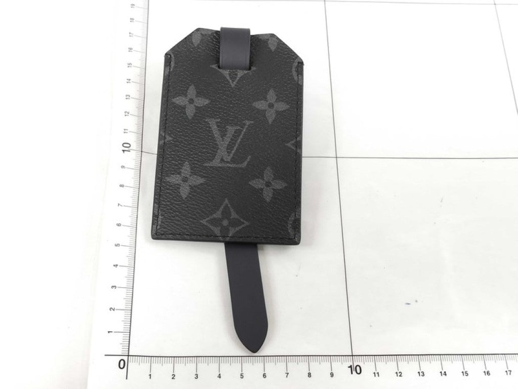 LOUIS VUITTON ルイヴィトン ネームタグ ポルトアドレス ブラック系 モノグラム エクリプス メンズ 美品