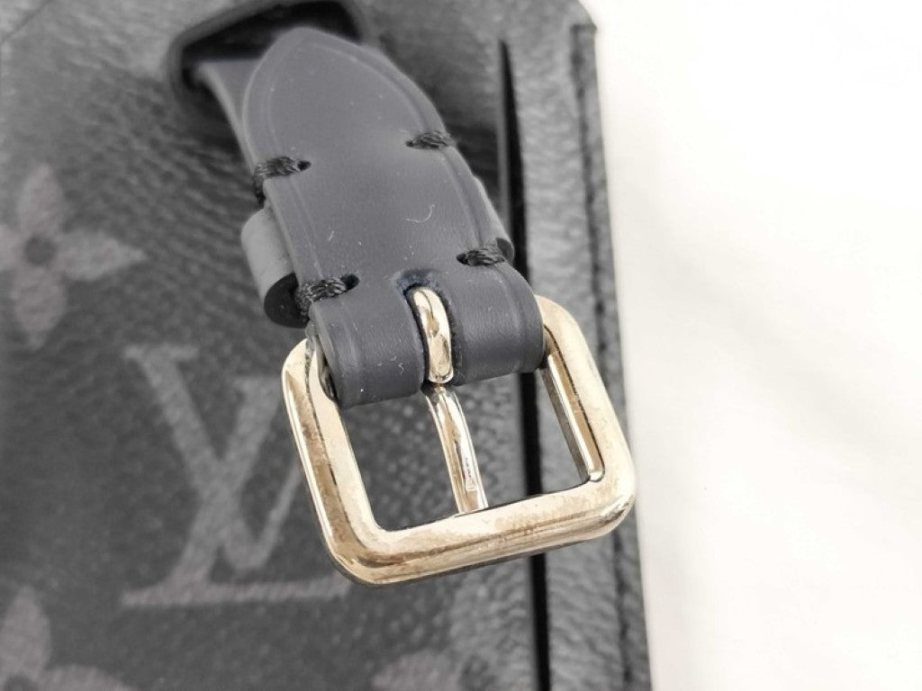 LOUIS VUITTON ルイヴィトン ネームタグ ポルトアドレス ブラック系 モノグラム エクリプス メンズ 美品