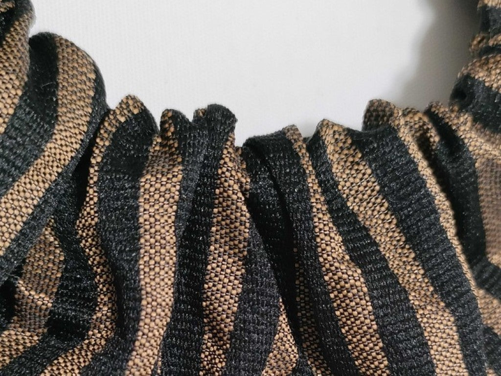 FENDI フェンディ シュシュ ペカン ブラウン系 キャンバス レディース ストライプ ヘアアクセサリー 美品