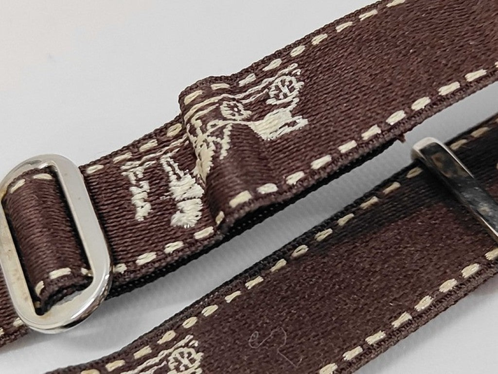 HERMES エルメス ネックレス リボンチョーカー ブラウン シルバー系 キャンバス レディース 美品