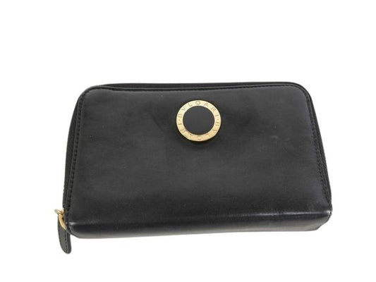 BVLGARI ブルガリ 2つ折財布 ブルガリブルガリ コローレ 32396 ブラック系 レザー レディース Wラウンドファスナー ゴールド金具 美品