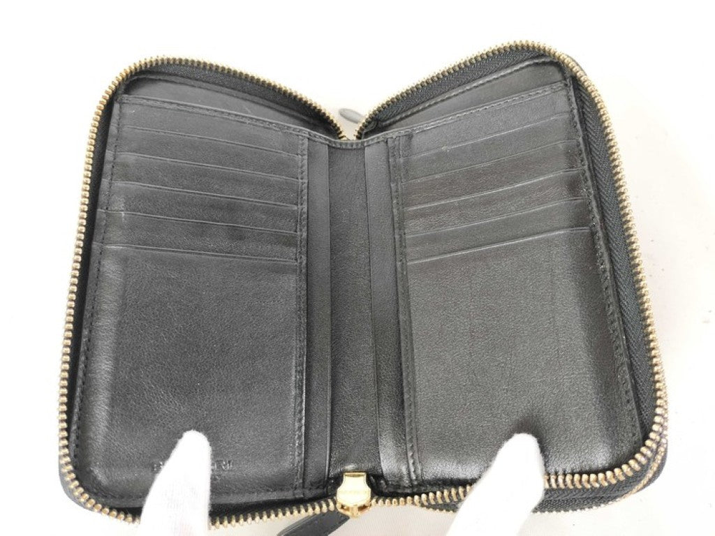 BVLGARI ブルガリ 2つ折財布 ブルガリブルガリ コローレ 32396 ブラック系 レザー レディース Wラウンドファスナー ゴールド金具 美品