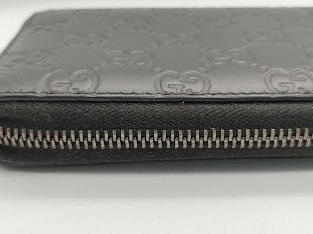 GUCCI グッチ 長財布 グッチシマ 307987 ブラック系 レザー ユニセックス ラウンドファスナー 美品