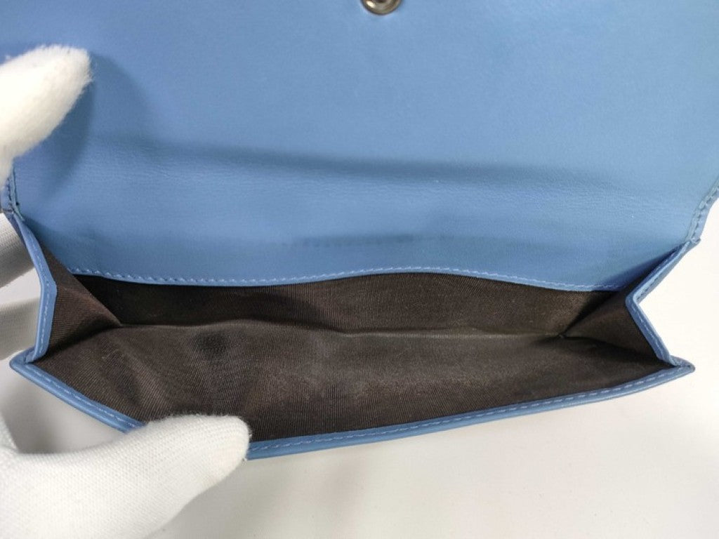 GUCCI グッチ 長財布 インターロッキングG 231843 ブルー系 レザー レディース スタッズ Ｗホック 二つ折り 美品