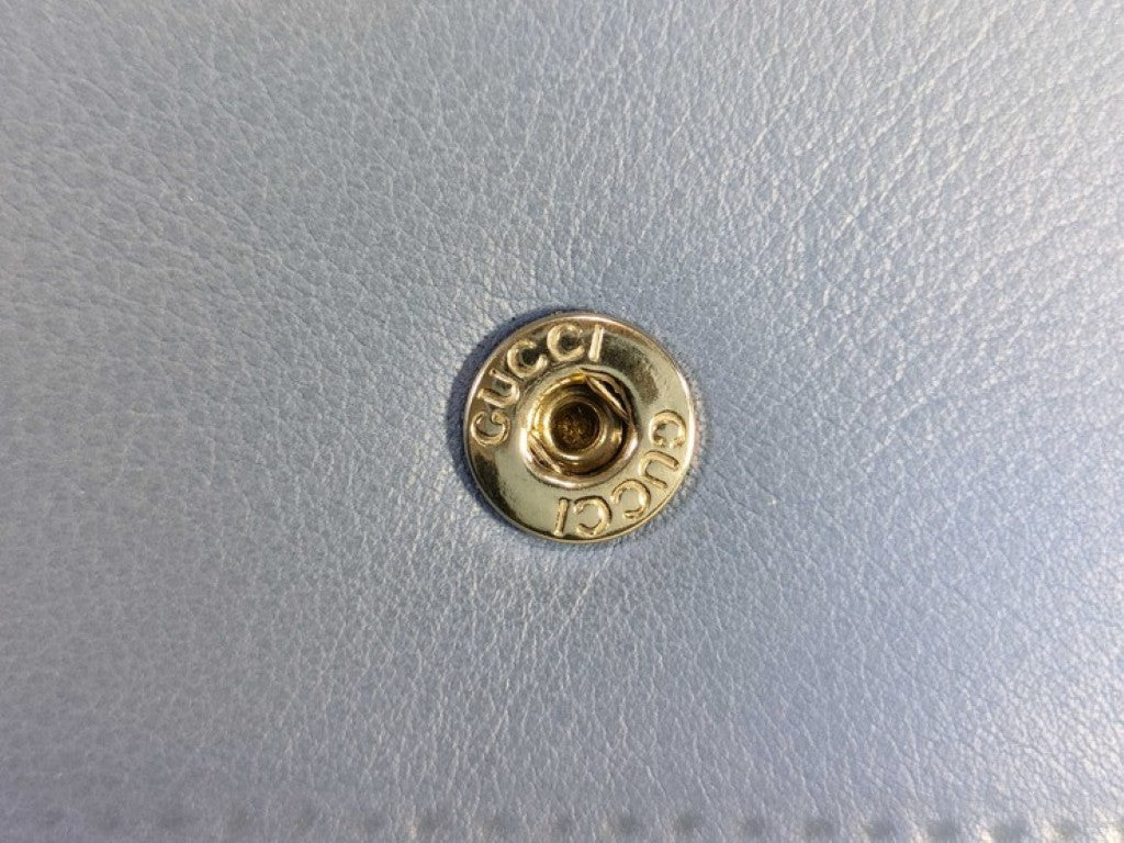 GUCCI グッチ 長財布 インターロッキングG 231843 ブルー系 レザー レディース スタッズ Ｗホック 二つ折り 美品