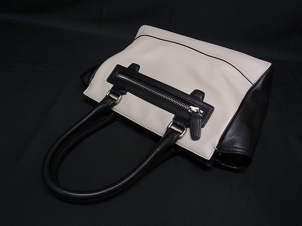 COACH コーチ ハンドバッグ 25808 グレージュ系×ブラック系 レザー レディース タッセル 美品