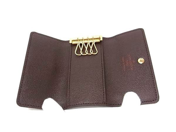 LOUIS VUITTON ルイヴィトン キーケース ダミエ ミュルティクレ4 N62631 エベヌ系 PVC レザー ユニセックス ゴールド金具 美品