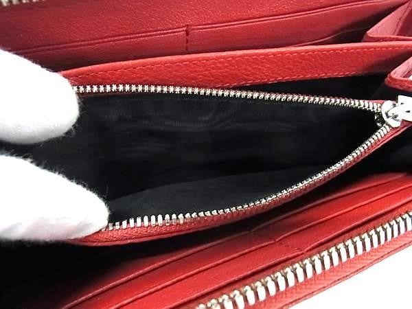 BALENCIAGA バレンシアガ 長財布 エッセンシャル ジップアラウンド ウォレット 392124 レッド系 レザー レディース ラウンドファスナー シルバー金具 美品