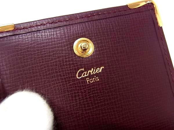 Cartier カルティエ コインケース マストライン ボルドー系 レザー ユニセックス スクエア 小銭入れ ゴールド金具 超美品